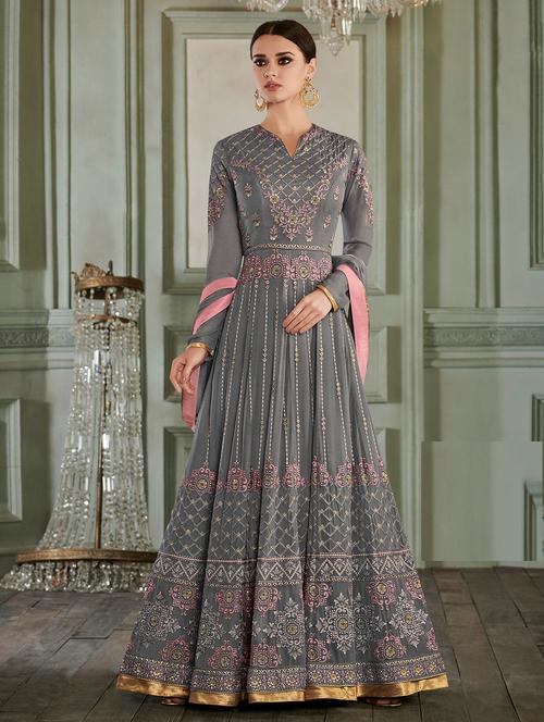 embroidered kalidaar suit - 15720484 - Very Small Image - 1
