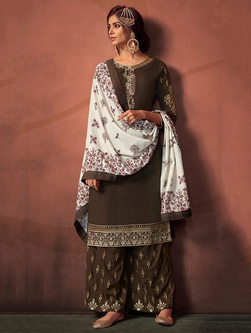 embroidered silk palazzo suit - 15720512 - Very Small Image - 1