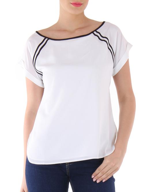contrast striped turn up sleeved top - 15720841 - Very Small Image - 1