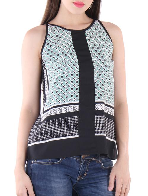 keyhole back contrast paneled top - 15720845 - Very Small Image - 1