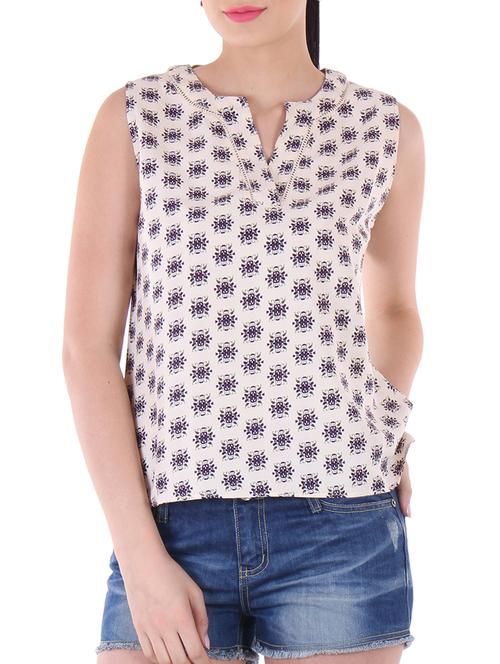 notch neck sleeveless top - 15720859 - Very Small Image - 1