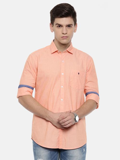 orange cotton casual shirt - 15720886 - Very Small Image - 1