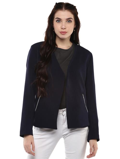 zip detail collarless shrug - 15720896 - Very Small Image - 1