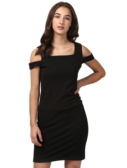 zipper closure cold shoulder sheath dress - 15720934 - Very Small Image - 1