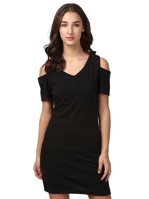 v-neck cold shoulder sheath dress - 15720941 - Very Small Image - 1
