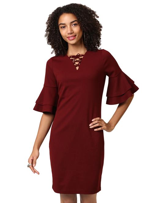 criss cross lace up detail sheath dress - 15720992 - Very Small Image - 1