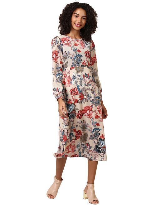 long sleeved floral a-line dress - 15721019 - Very Small Image - 1