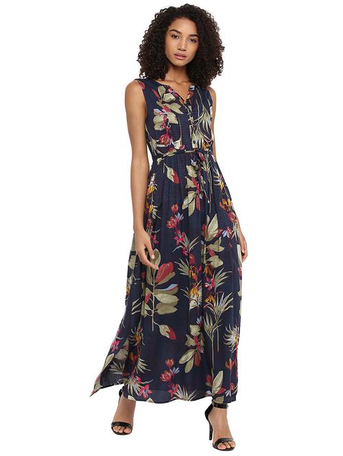 button detail tie up waist maxi dress - 15721034 - Very Small Image - 1