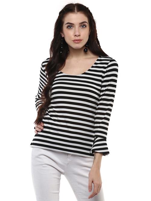 bell sleeved striped top - 15721071 - Very Small Image - 1