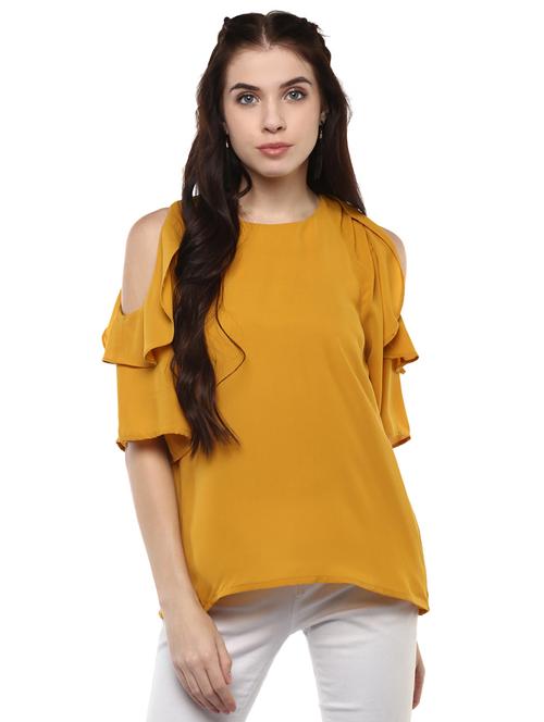 cold shoulder ruffle detail top - 15721089 - Very Small Image - 1
