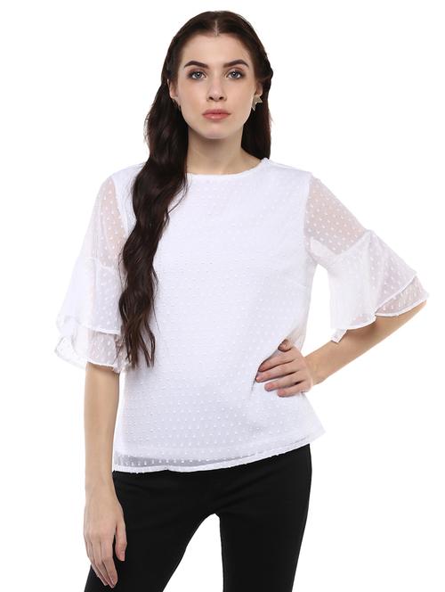layered bell sleeve dobby detail top - 15721110 - Very Small Image - 1
