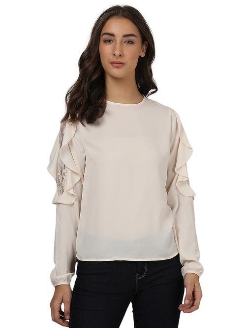 floral lace panel ruffled top - 15721113 - Very Small Image - 1