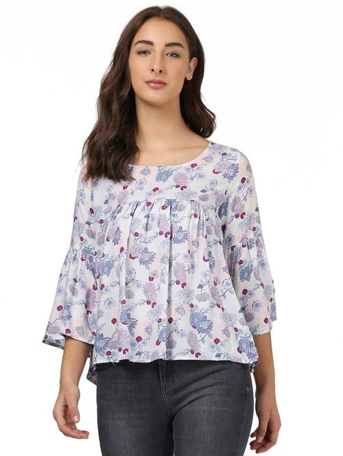 gathered detail bell sleeved top - 15721137 - Very Small Image - 1