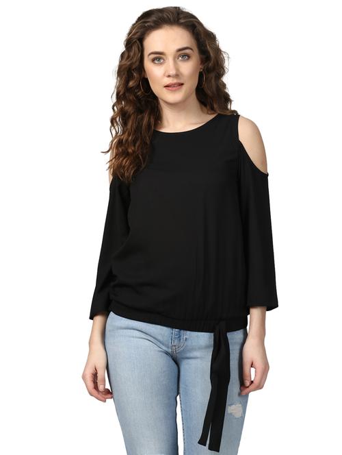 knotted hem cold shoulder top - 15721147 - Very Small Image - 1