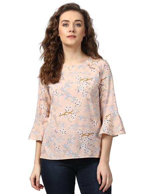 bell sleeved ruffle trim floral top - 15721168 - Very Small Image - 1