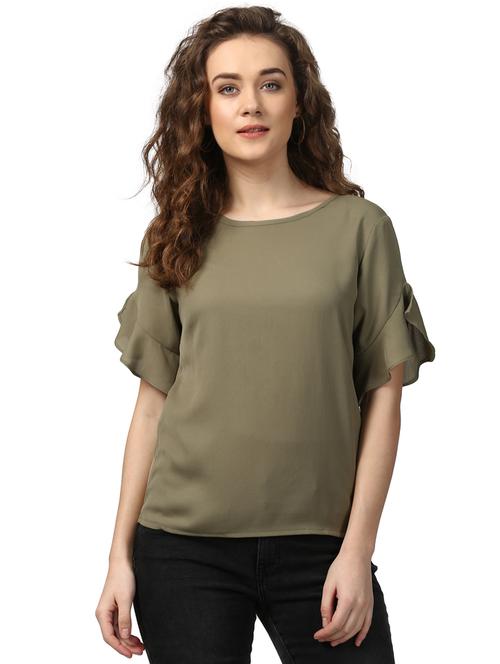 women's ruffle round neck top - 15721173 - Very Small Image - 1