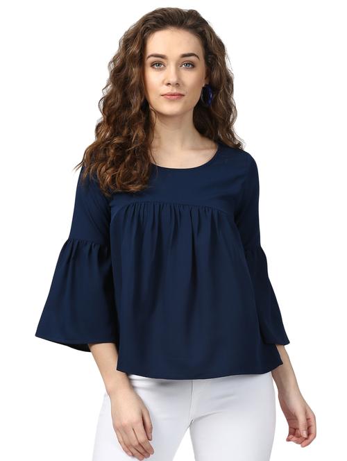women's straight round neck top - 15721182 - Very Small Image - 1