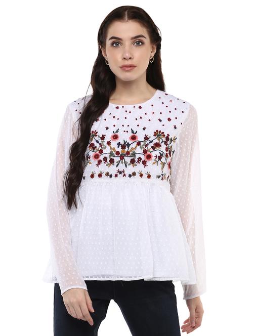 women's peplum round neck top - 15721220 - Very Small Image - 1