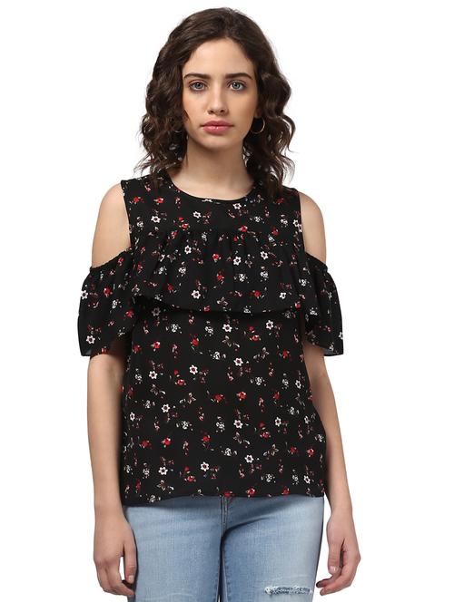 floral cold shoulder ruffle top - 15721221 - Very Small Image - 1