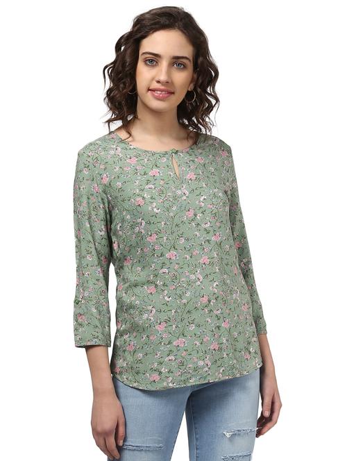 key hole front floral top - 15721228 - Very Small Image - 1