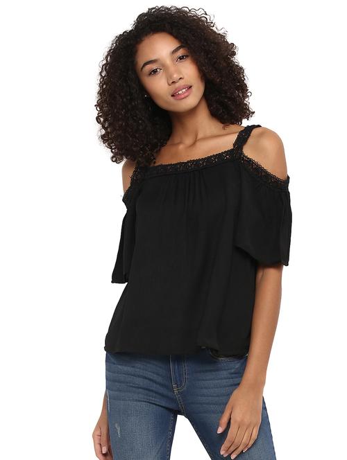cold shoulder lace trim top - 15721274 - Very Small Image - 1