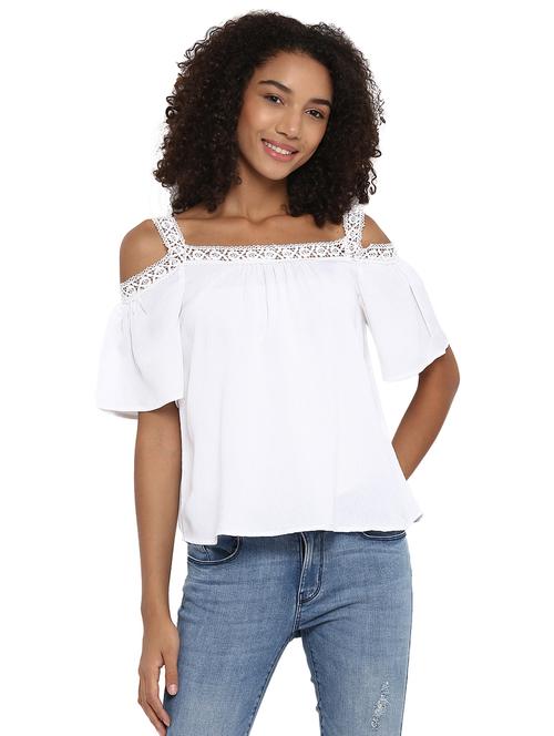 cold shoulder lace trim top - 15721277 - Very Small Image - 1