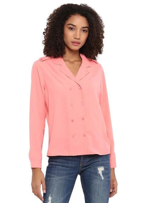 double breasted lapel neck top - 15721307 - Very Small Image - 1