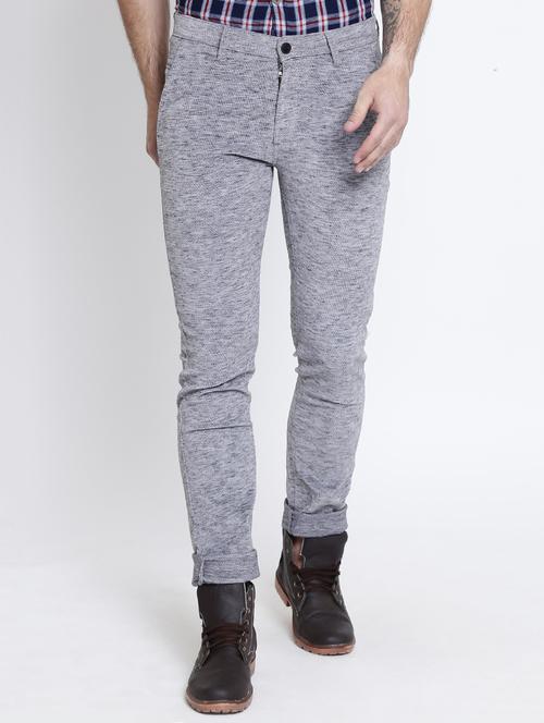 grey cotton flat front casual trouser - 15721439 - Very Small Image - 1