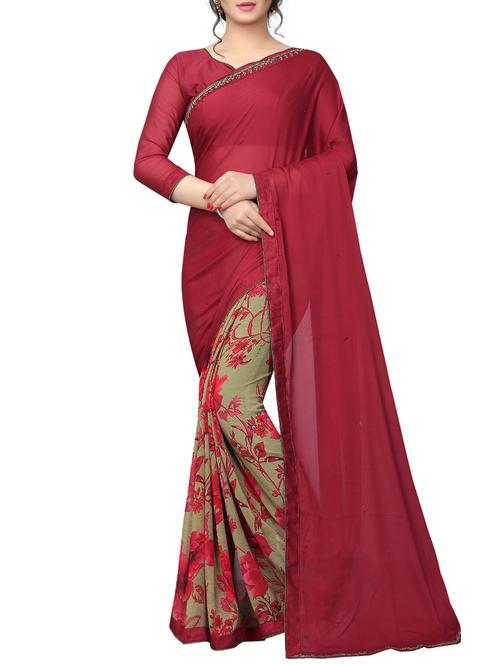 floral embellished half & half saree - 15721716 - Very Small Image - 1
