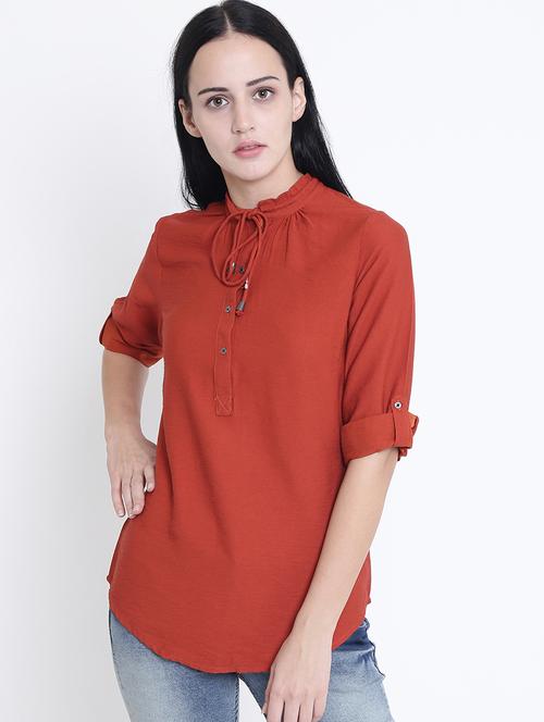 tie-up neck button detail top - 15721725 - Very Small Image - 1