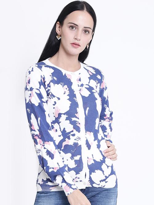 ribbed edge round neck cardigan - 15721740 - Very Small Image - 1