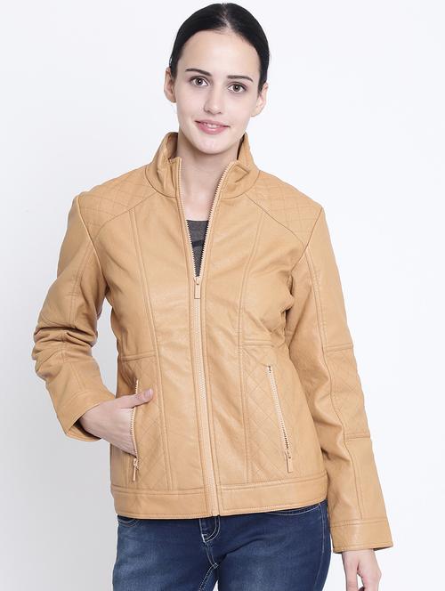turtle neck leather jacket - 15721755 - Very Small Image - 1