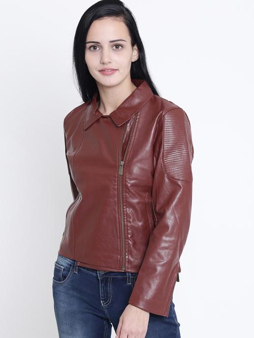 zipper detail leather jacket - 15721758 - Very Small Image - 1
