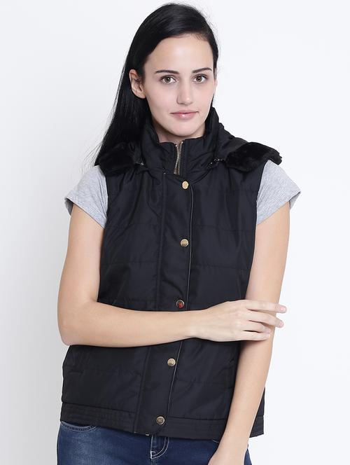 hooded neck sleeveless quilted jacket - 15721765 - Very Small Image - 1