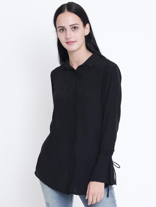 concealed placket bell sleeved tunic - 15721829 - Very Small Image - 1