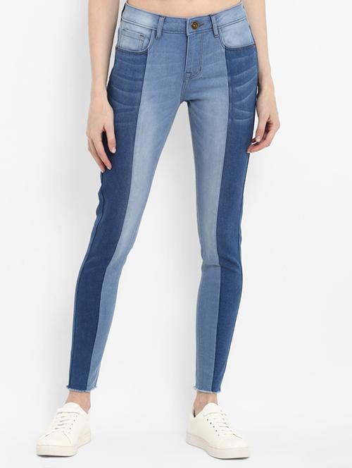 frayed hem two tone jeans - 15721899 - Very Small Image - 1