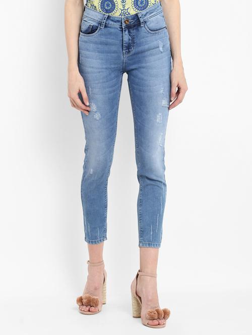 distressed cropped slim fit jeans - 15721900 - Very Small Image - 1