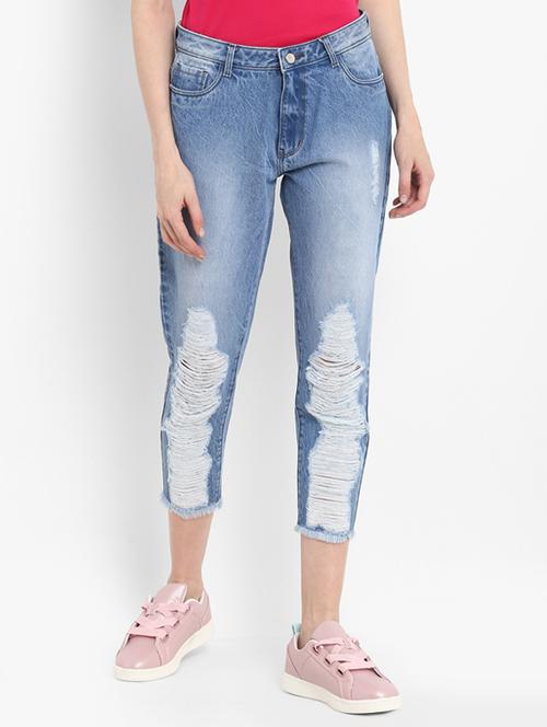 frayed distressed cropped jeans - 15721906 - Very Small Image - 1