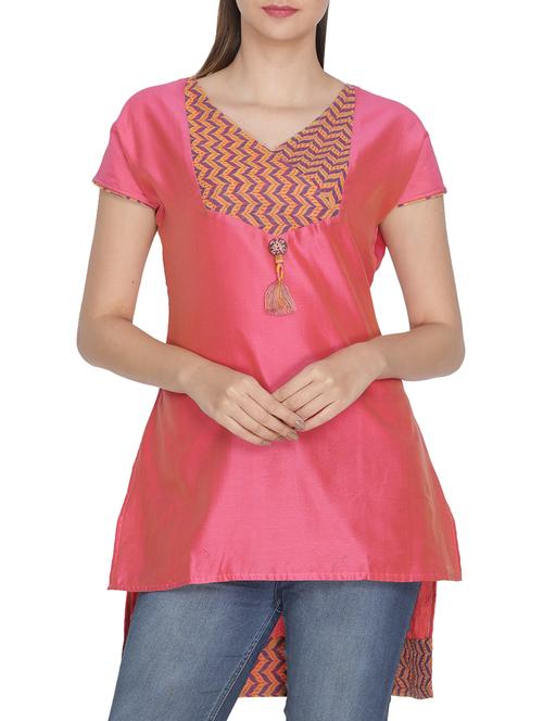 high low printed yoke kurti - 15723023 - Very Small Image - 1