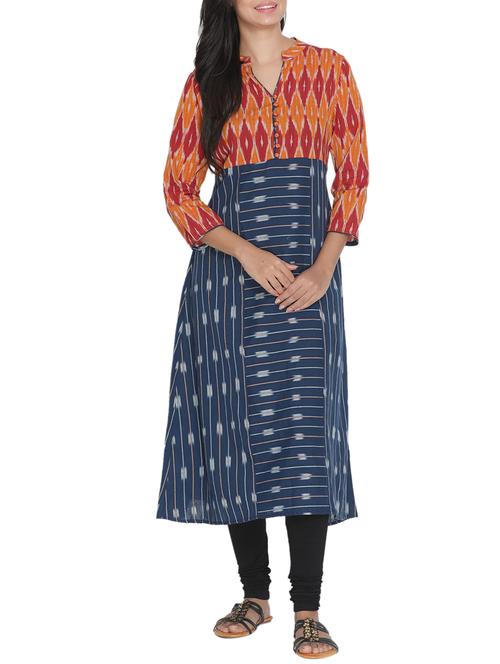 ikat printed a-line kurta - 15723033 - Very Small Image - 1