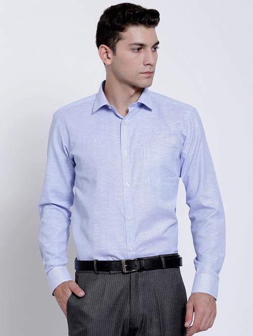 light blue linen formal shirt - 15723045 - Very Small Image - 1