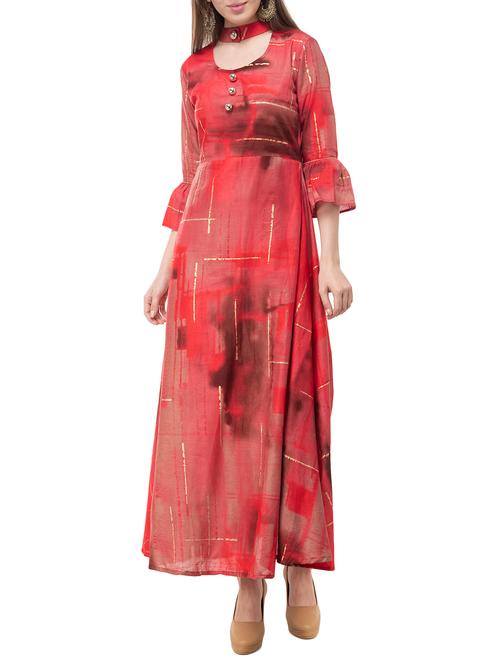 foil print flared kurta - 15723483 - Very Small Image - 1