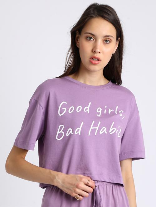 orchid slogan print boxy tee - 15723975 - Very Small Image - 1