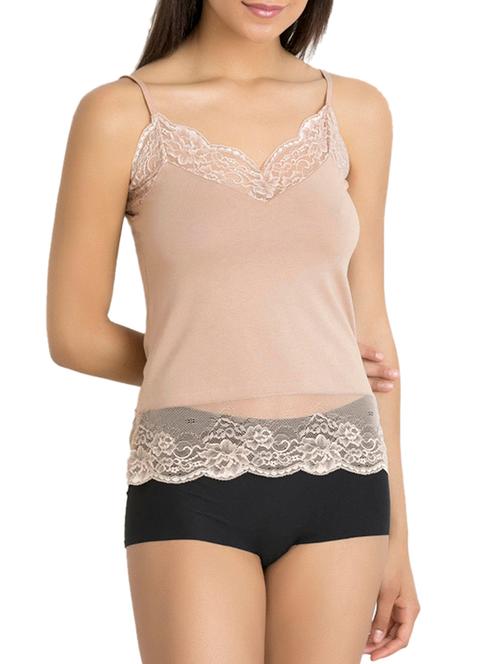 lace panel solid camisole - 15724091 - Very Small Image - 1