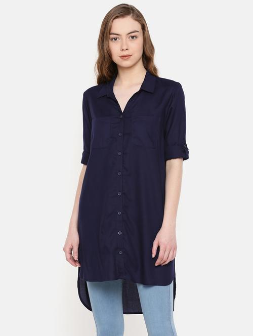 pocket patch asymmetric shirt tunic - 15724216 - Very Small Image - 1