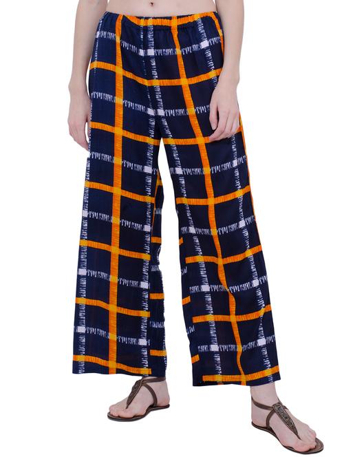 checkered elasticated waist palazzo - 15724454 - Very Small Image - 1