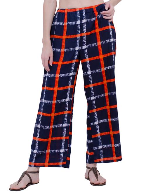checkered elasticated waist palazzo - 15724456 - Very Small Image - 1