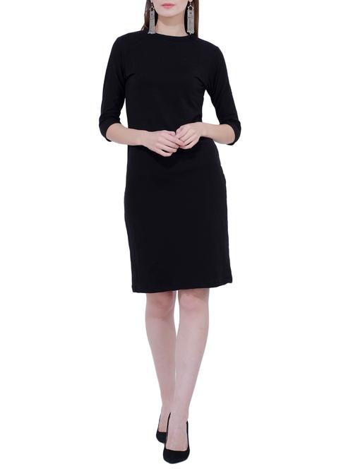 crew neck solid sheath dress - 15724457 - Very Small Image - 1