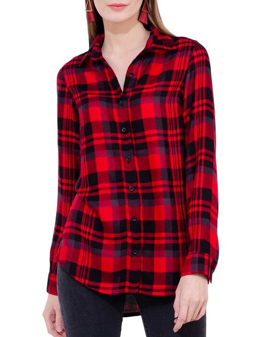 curved hem checkered shirt - 15724459 - Very Small Image - 1