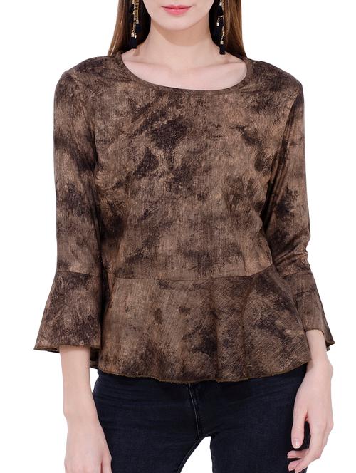 keyhole back flute sleeved top - 15724460 - Very Small Image - 1